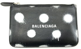 【中古】BALENCIAGA バレンシアガ コインケース カードケース 637130 1WVG3 1097 ユニセックス BLACK スプレードット 【一宮店】