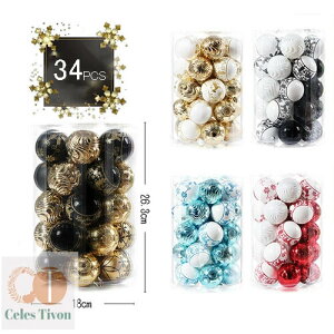 �N���X�}�X�{�[�� �N���X�}�X�c���[ �I�[�i�����g ���� 34pcs 6cm �{�[�� �N���X�}�X �f�R���[�V���� �{�[�� �����{�[�� �v���X�`�b�N �p�[�e�B�[�p�i �v���[���g ���蕨 christmas ���� �q���� 