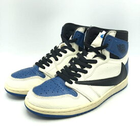 【中古】Travis Scott × fragment design × Nike Air Jordan 1 Retro High OG SP "Military Blue" 26cm DH3227-105 トラヴィススコット × フラグメントデザイン × ナイキ エアジョーダン1 レトロ ハイ OG SP "ミリタリー ブルー"[17]