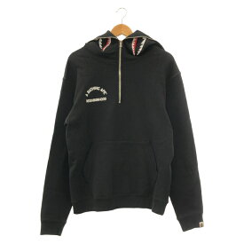 【中古】A BATHING APE × NEIGHBORHOOD TWO FACE HALF ZIP PULLOVER HOODIE パーカー M 0ZXSWM115907N ブラック アベイシングエイプ ネイバーフッド[10]