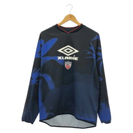 【中古】XLARGE × UMBRO L/S SOCCER JERSEY ロンT L ブラック ブルー エクストララージ アンブロ[10]