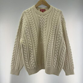 【中古】Supreme Appligue Cable Knit Sweater WHITE サイズM[19]