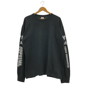 【中古】Supreme×Y's Print L/S TEE XL ブラック シュプリーム×ワイズ[92]