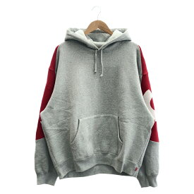 【中古】シュプリーム Supreme 23FW Big Logo Jacquard Hooded Sweatshirt サイズL グレー[66]