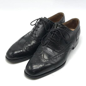 【中古】STEFANO BEMER レザーシューズ メダリオン 40 1/2 ブラック ステファノベーメル[10]