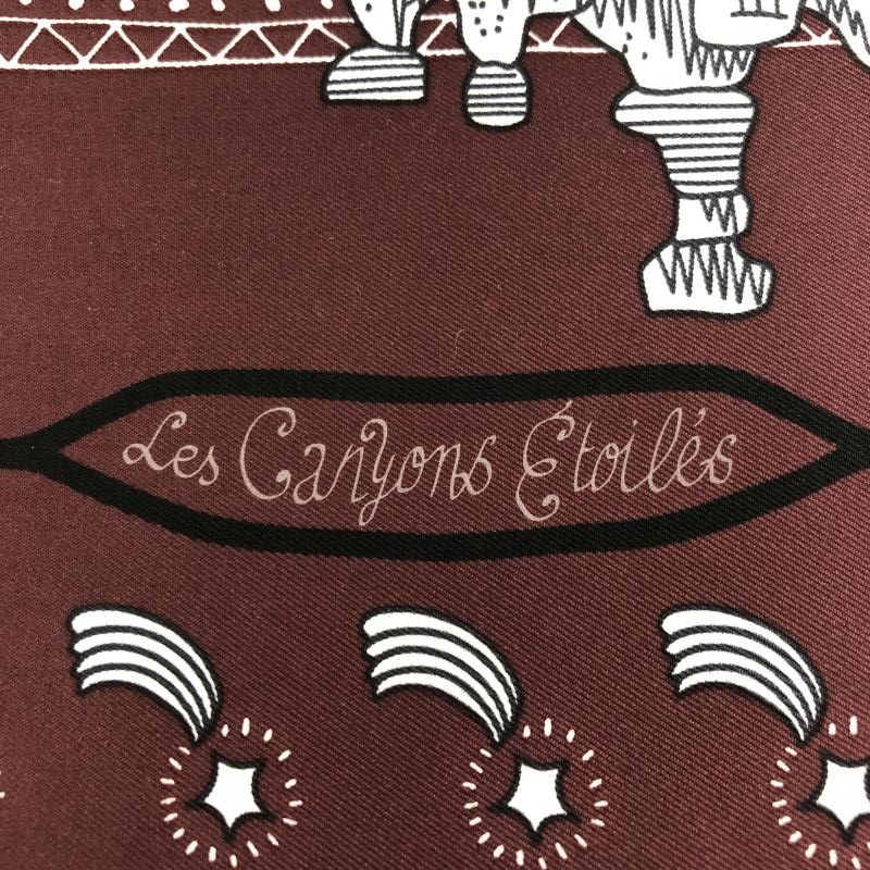 【中古】HERMES エルメス シルク カレ55 Les Canuons Etoiles 渓谷から星たちへスカーフ ボルドー[10] | お宝創庫