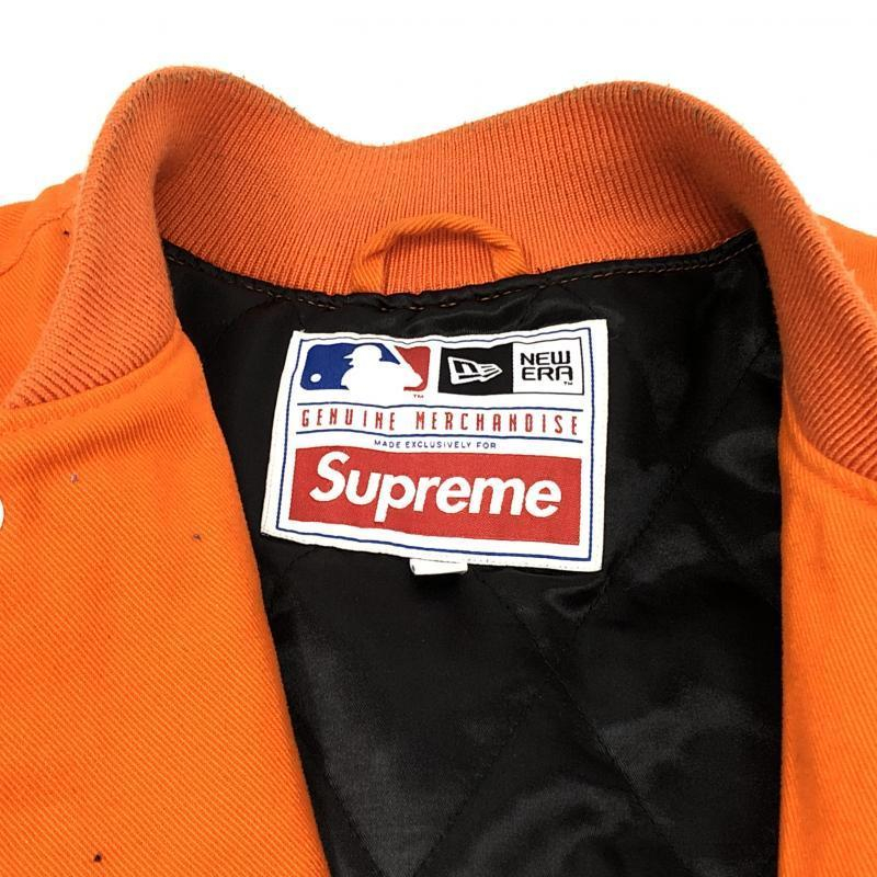 【中古】Supreme シュプリーム × New Era ニューエラ メジャーリーグバーシティジャケット S オレンジ MLB Varsity  Jacket ワッペン スタジャン[10] | お宝創庫