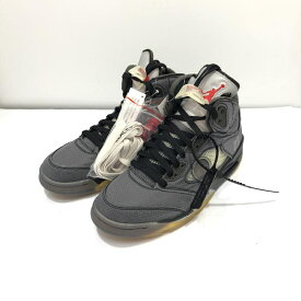 【中古】NIKE×OFF-WHITE ナイキ オフホワイト AIR JORDAN5 エアジョーダン Retro black firered muslin CT8480-001 26cm[24]