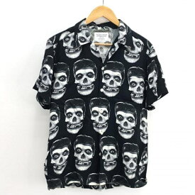 【中古】WACKO MARIA 13SS REGENT SKULL ALOHA SHIRTS アロハシャツ M ブラック ワコマリア リーゼントスカルアロハシャツ[10]