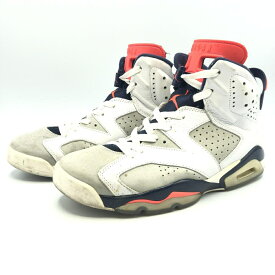 【中古】NIKE AIR JORDAN 6 RETRO　384664-104/26.5cm グレーホワイトネイビーオレンジ　ナイキ[17]