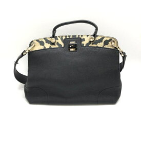 【中古】FURLA パイパールクス ターンロック 2WAYバッグ F5906 フルラ バイカラー ブラック[24]