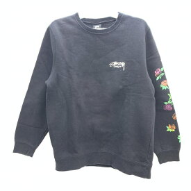 【中古】STUSSY 薔薇柄 ワンポイントロゴ スウェット S　ステューシー[92]