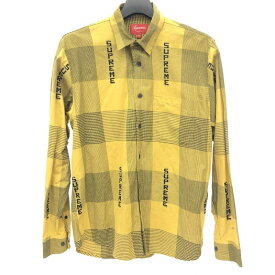 【中古】Supreme 20ss Logo Plaid Shirt S　イエロー　シュプリーム[66]