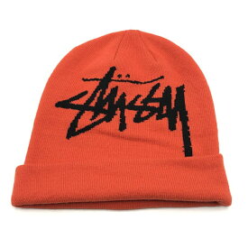 【中古】STUSSY ビーニー ニット帽 オレンジ ステューシー[10]