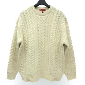 【中古】Supreme　23AW Applique Cable Knit Sweater　M　白　シュプリーム[66]