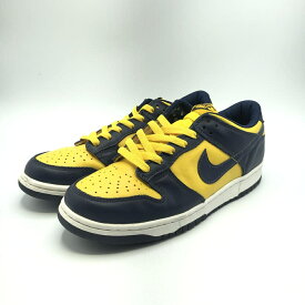 【中古】NIKE 99年製 DUNK LOW Michigan サイズ27.5cm 630358-471 ソールはがれ有 ナイキ ダンク ロー ミシガン イエロー ネイビー[17]