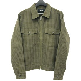 【中古】STUSSY Check Garage M ガレージジャケット　グリーン ステューシー[66]