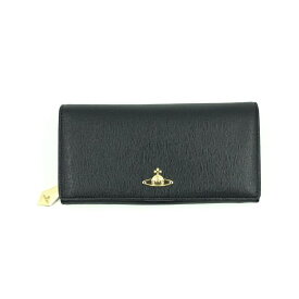 【中古】Vivienne Westwood SAFFIANO 二つ折り 長財布 ブラック　ヴィヴィアンウエストウッド[24]