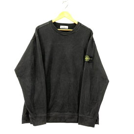 【中古】STONE ISLAND ガーメントダイ スウェット ロンT サイズXL ブラック ストーンアイランド[19]