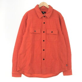 【中古】STUSSY Textured Wool CPO LS Shirt M オレンジ ステューシー[10]