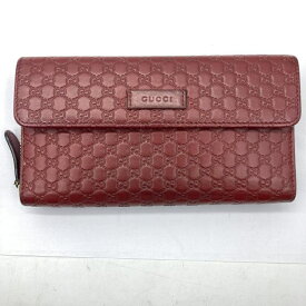 【中古】GUCCI マイクロシマ ラウンドファスナー レッド 449364・214 グッチ[19]