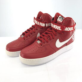 【中古】Supreme×NIKE AIR FORCE 1 HIGH World Famous "Red" 27.5cm 698696-610[91]