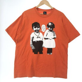 【中古】STUSSY 90s フォトTシャツ XL オレンジ ステューシー[10]