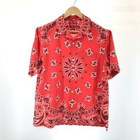 【中古】Supreme21SS Bandana Silk S/S Shirt　RED[91]