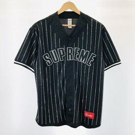 【中古】Supreme　Rhinestone Stripe Baseball Jersey[91]