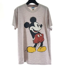 【中古】90s Disney Handpaint MickeyMouse Tシャツ サイズM ディズニー ハンドペイント ミッキーマウス グレー レッド[17]