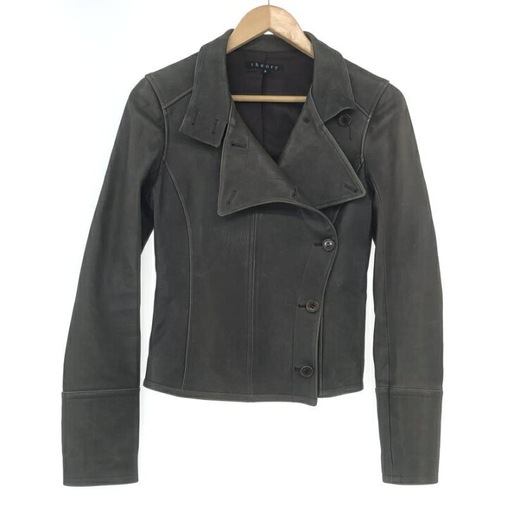 楽天市場】【中古】theory レザージャケット ダークグリーン M 