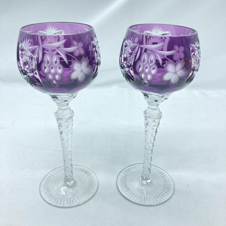 楽天市場】【中古】CRYSTAL DONAU 紫被切子 ワイングラス 2個セット 