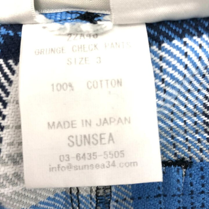 楽天市場】【中古】SUNSEA 22AW サイズ3 ブルー 22A46 グランジ  