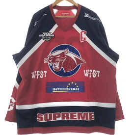 【中古】Supreme Rhinestone Hockey Jersey ホッケージャージ L 25SS レッド シュプリーム[10]