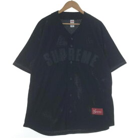 【中古】Supreme Ultrasuede Mesh Baseball Jersey L ブラック シュプリーム[10]