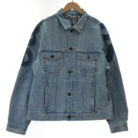 【中古】Supreme Inset Logo Denim Trucker Jacket デニムジャケット L ブルー シュプリーム[10]