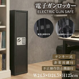 電子ロック式 ガンロッカー 3艇用 テンキー式 銃刀保管庫 壁面取付可 チェーン/鍵2本付 保管庫 金庫 防犯 セキュリティ 電子ロック 暗証番号 ###ロッカーSG125ET3###