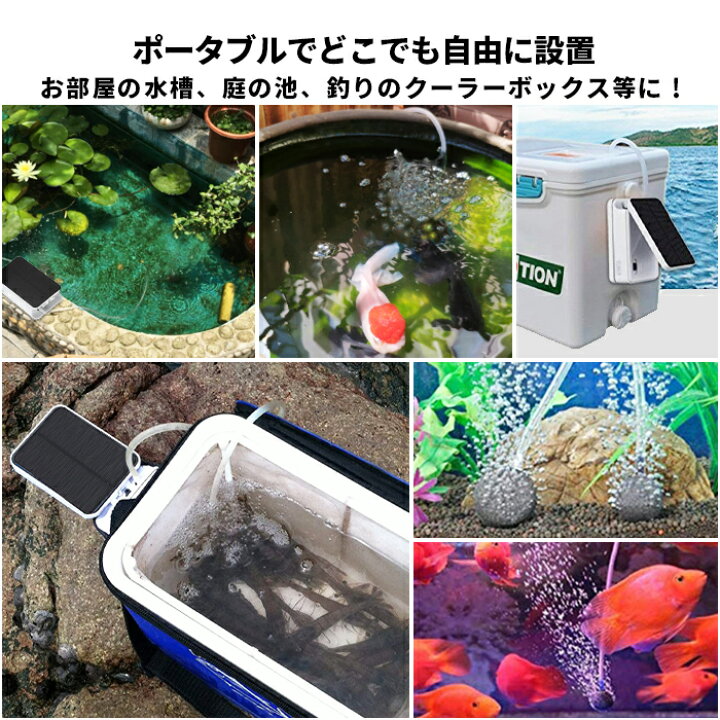 楽天市場 ソーラー充電式 エアポンプ エアーポンプ 空気ポンプ 生活防水 電動 蓄電 酸素 ポンプ 太陽光充電 小型 静音 アウトドア クーラーボックス 水槽用 ブクブク ぶくぶく ソーラー 金魚 釣り 携帯 Usb バッテリー エアレーション 送料無料 ポンプban Ap002