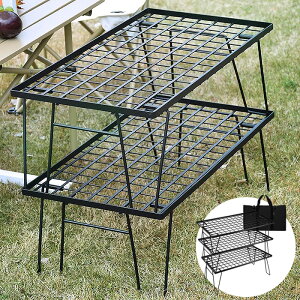 フィールドラック 4点セット アウトドアテーブル ローテーブル 積み上げ スタッキング 折りたたみ ラック 棚 ディスプレイ 収納バッグ メッシュ ###ラック36X3.5-3###