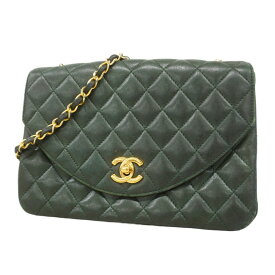 ★SALE【5fd4750】シャネル ショルダーバッグ マトラッセ チェーンショルダー ラムスキン グリーン ゴールド金具【中古】レディース