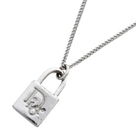 【5jgb0712】クリスチャンディオール ネックレス ディオールロゴ 鍵モチーフ メタル シルバー【中古】レディース