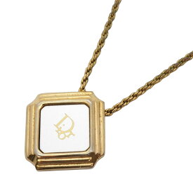 【5jgb0740】クリスチャンディオール ネックレス ディオールロゴ 菱形 GPメッキ ゴールド シルバー【中古】レディース