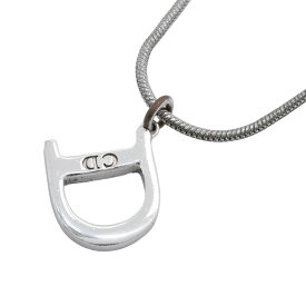 【5jgb0811】クリスチャンディオール ネックレス Dロゴ メタル シルバー【中古】レディース