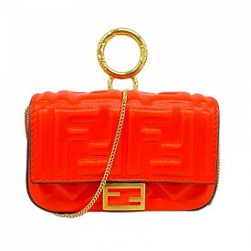 ★SALE【5pd5368】フェンディ ポーチ ナノバゲット レザー レッド ゴールド金具【中古】レディース