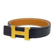 【6ie7377】エルメス ベルト コンスタンスHベルト ボックスカーフ ブラック ゴールド金具 □C刻印【中古…