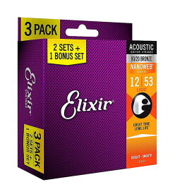 Elixir 16539[12-53]3セットパック エリクサー アコースティックギター弦 11052 Light(.012-.053) X 3SET