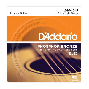 D'Addario EJ15 __I AR[XeBbNM^[ PHOSPHOR BRONZE Extra Light 10-47