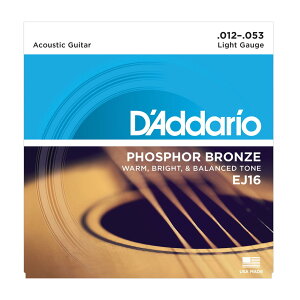 D'Addario EJ16 �_�_���I �A�R�[�X�e�B�b�N�M�^�[�� PHOSPHOR BRONZE Light 12-53