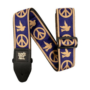 M^[ x[X ARMpXgbv ERNIE BALL 4699 NAVY BLUE AND BEIGE PEACE LOVE DOVE JACQUARD STRAP