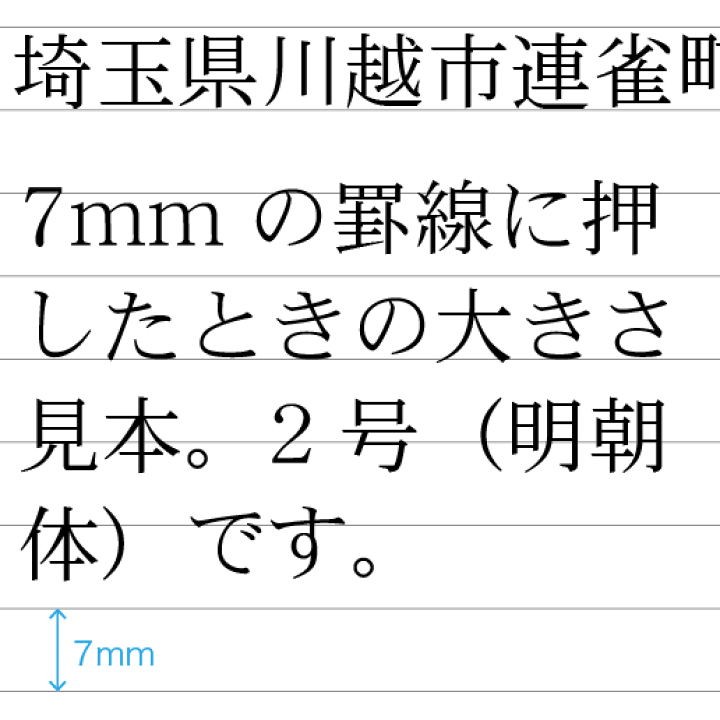 楽天市場】1行ゴム印【2号7cm迄】文字サイズ：約7mm（20point 